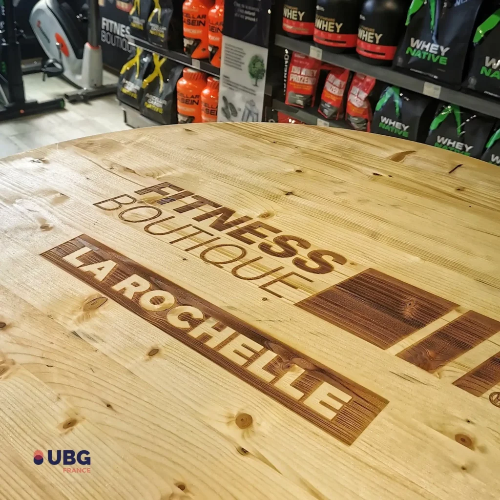 Plateau en bois du baril décoratif fitness boutique La Rochelle